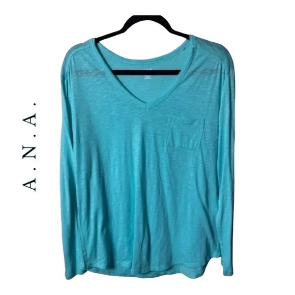 0611.‎ ANA LONG SLEEVE JERSEY TOP LARGE AQUA PERFECT CONDITION LIGHTWEIGHT - Picture 1 of 9